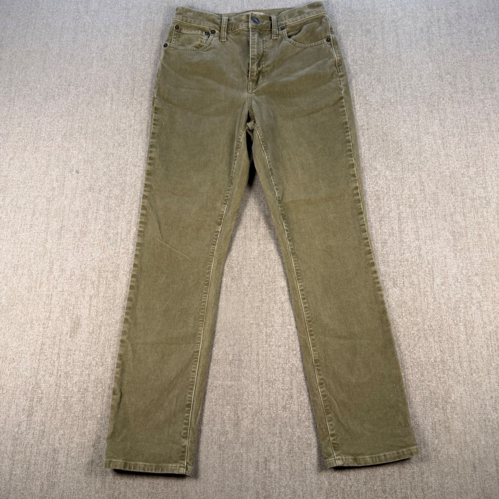 Madewell Corduroy Pants Women 24T Green High-Rise Slim Boyjean